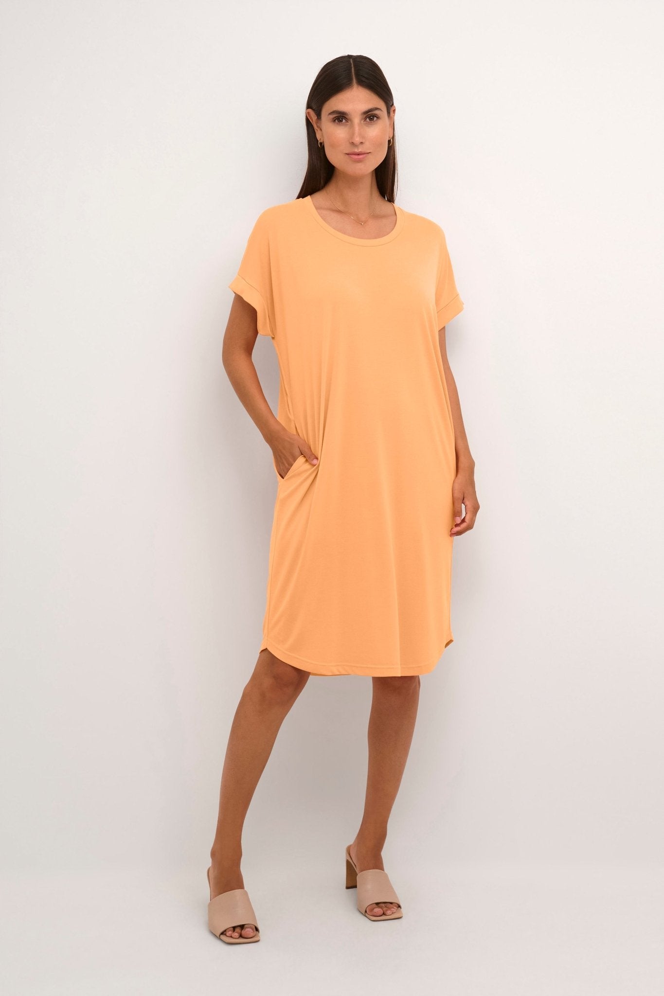 Kajsa Jersey knit T-shirt dress by Culture - tangerine - Blue Sky Fashions & Lingerie