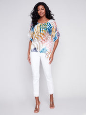Printed Cotton Gauze Blouse by Charlie B - Blue Sky Fashions & Lingerie