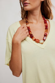 Nina V Neck Tee - lemon water