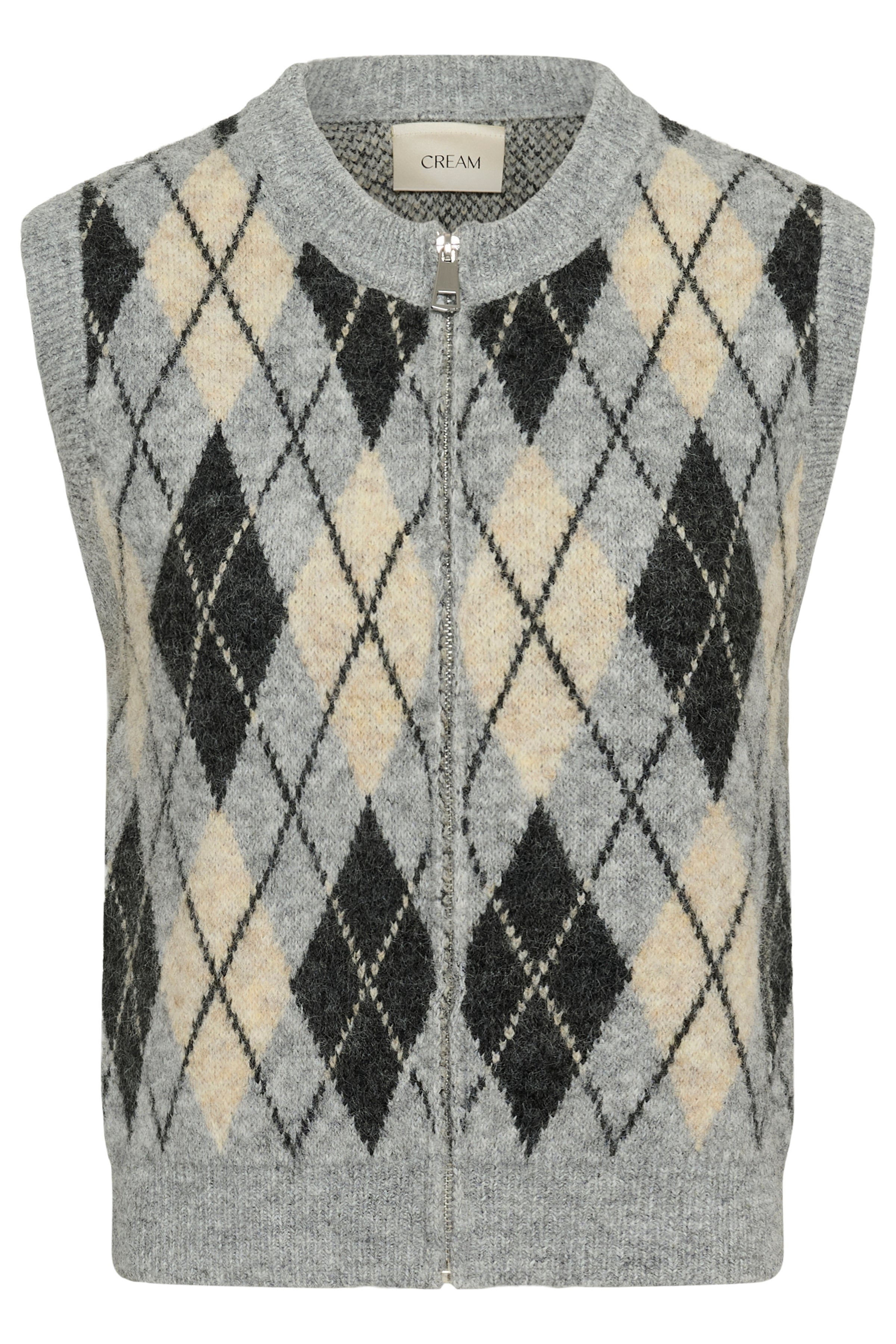 Mirea Knit Argyle Print Vest by Cream