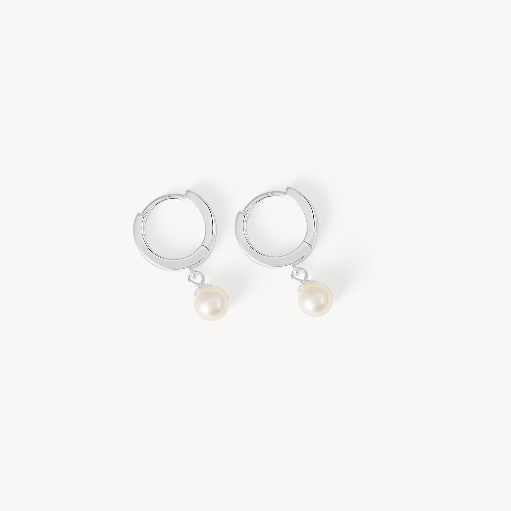 PEARL DROP HOOPS - Silver