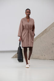 Scuba Jersey Dress With Front Zipper - Mink
263605