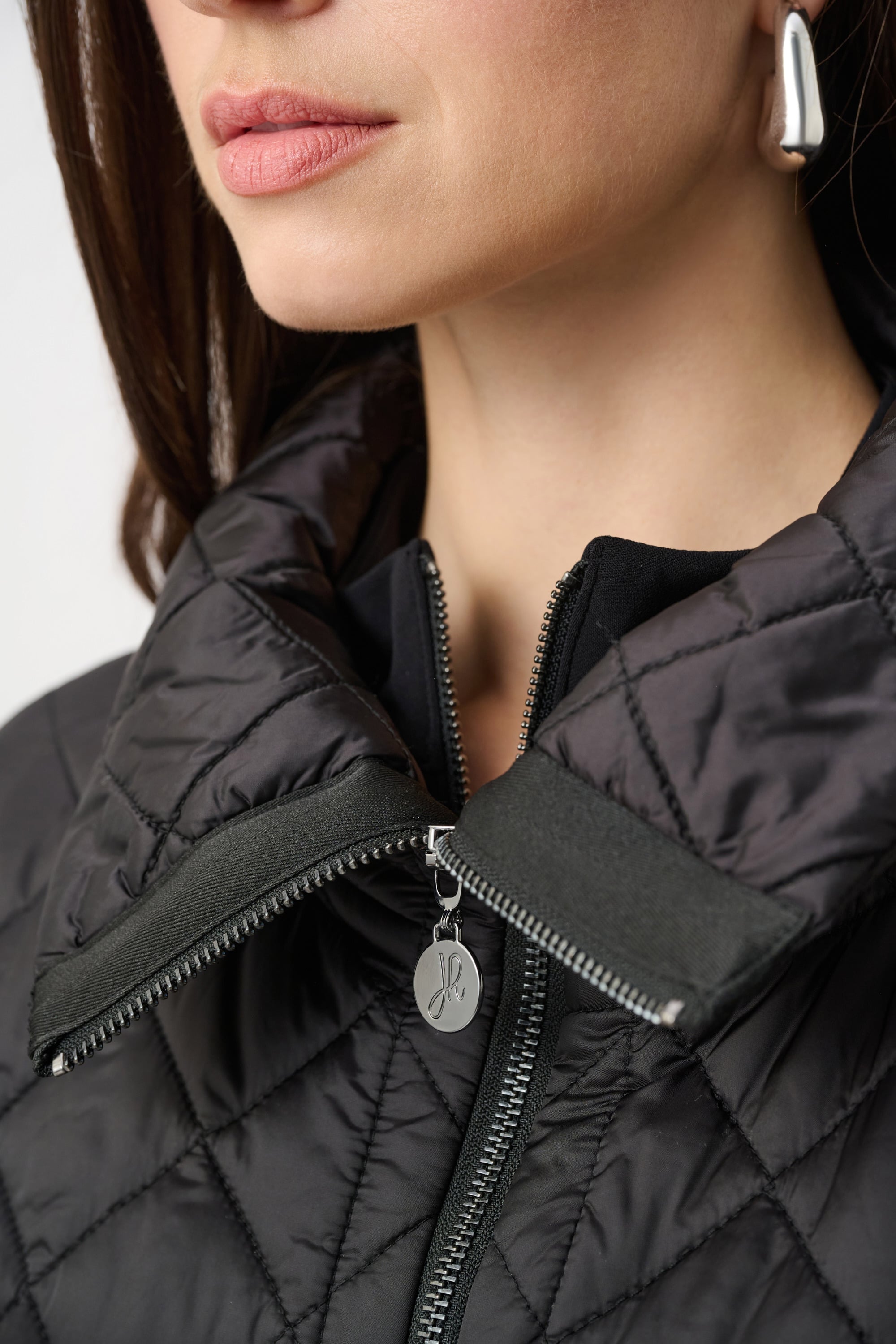 Quilted Nylon Shawl-Neck Boxy Vest
263643 by Joseph Ribkoff - black