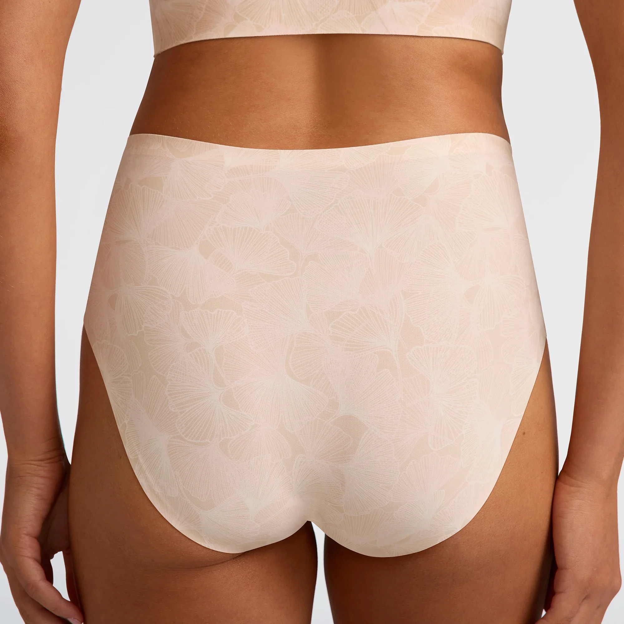 HIGH-WAISTED RETRO BIKINI - Champagne Ginkgo