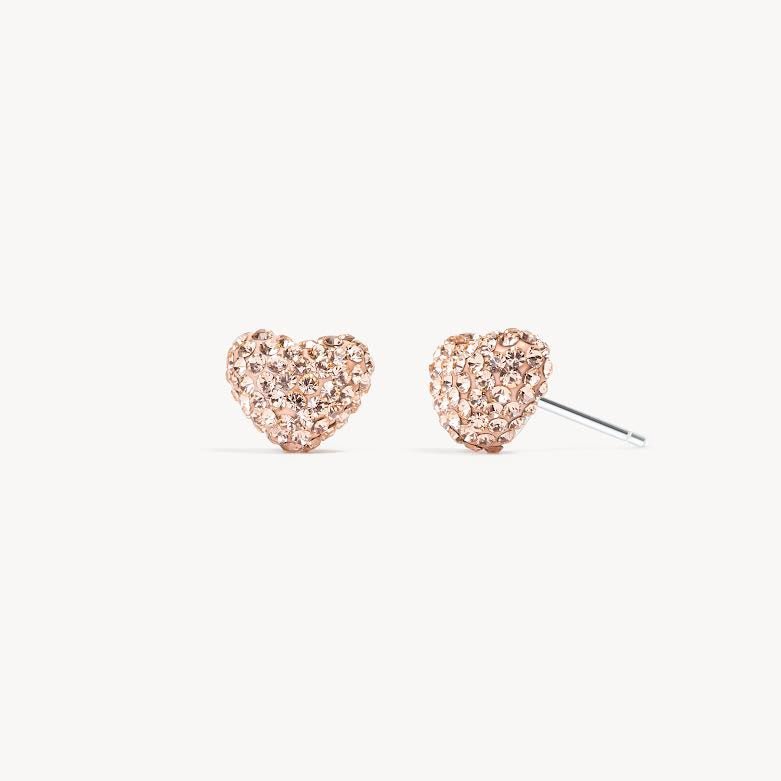 10MM Sparkle Heart Stud - Rose Gold - Blue Sky Fashions & Lingerie