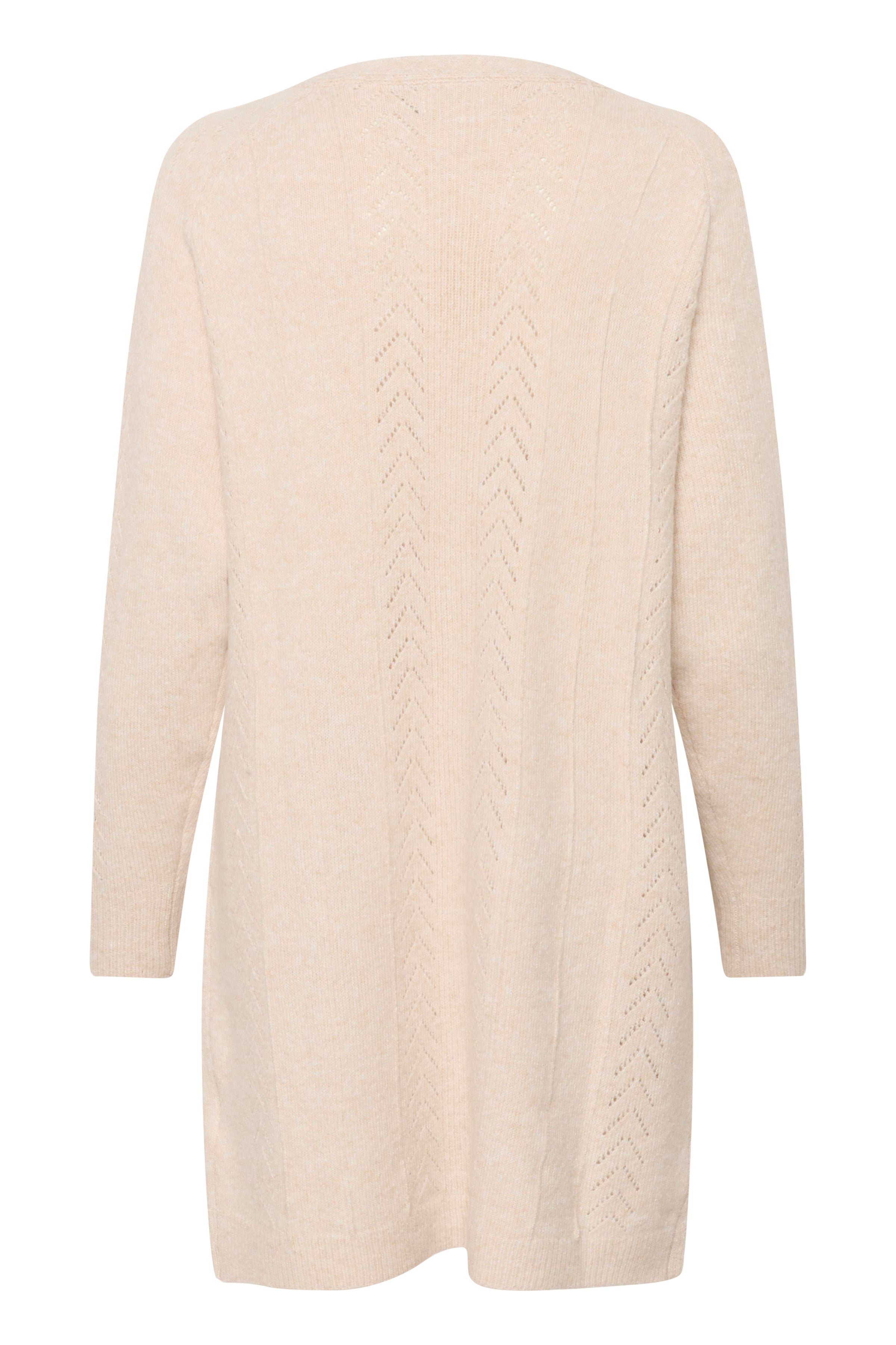 Holiday Long Knit Cardigan by Cream - oat melange