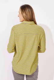 ESCAPE BY HABITAT PRIMO SPLIT NECK STRIPED TOP E23544 - Citron