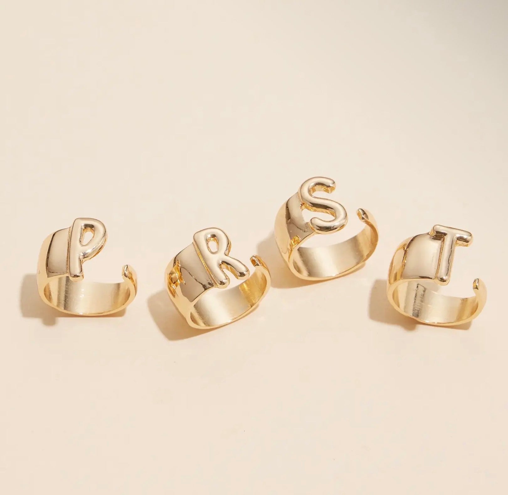 Gold Plated Adjustable Bubble Initial Ring