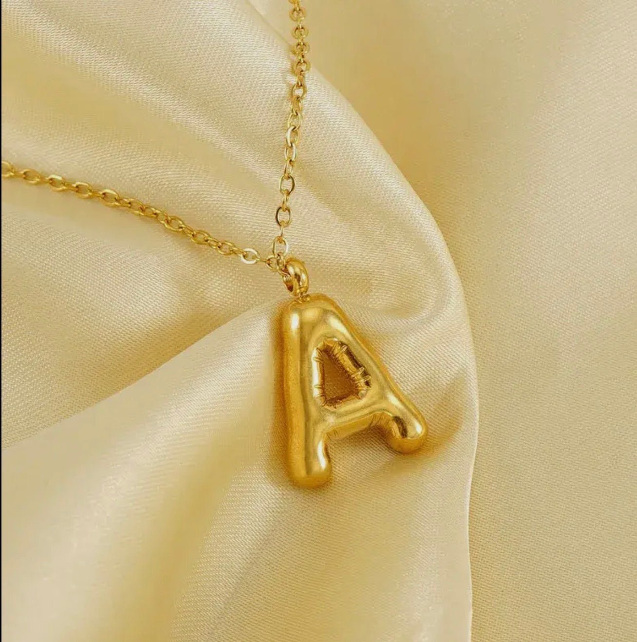 18k Gold Plated Balloon Style Stainless Steel Initial Necklace - Blue Sky Fashions & Lingerie
