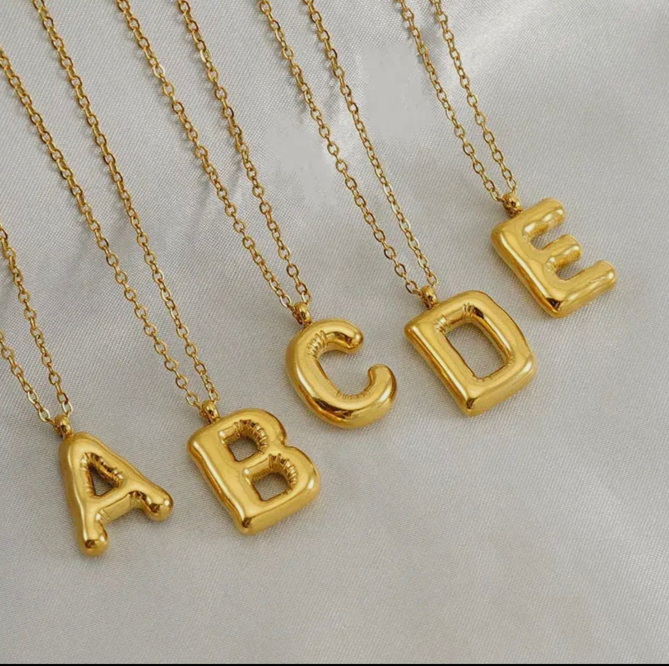 18k Gold Plated Balloon Style Stainless Steel Initial Necklace - Blue Sky Fashions & Lingerie