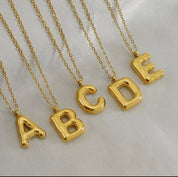 18k Gold Plated Balloon Style Stainless Steel Initial Necklace - Blue Sky Fashions & Lingerie