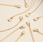 18k Gold Plated Mini Initial Lock Pendant/Necklace - Blue Sky Fashions & Lingerie