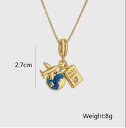 18K Gold Plated Pendant Necklace with Passport Charm - Blue Sky Fashions & Lingerie