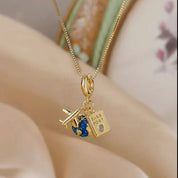 18K Gold Plated Pendant Necklace with Passport Charm - Blue Sky Fashions & Lingerie