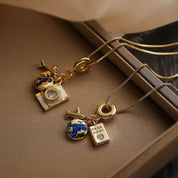 18K Gold Plated Pendant Necklace with Travel Camera Charm - Blue Sky Fashions & Lingerie