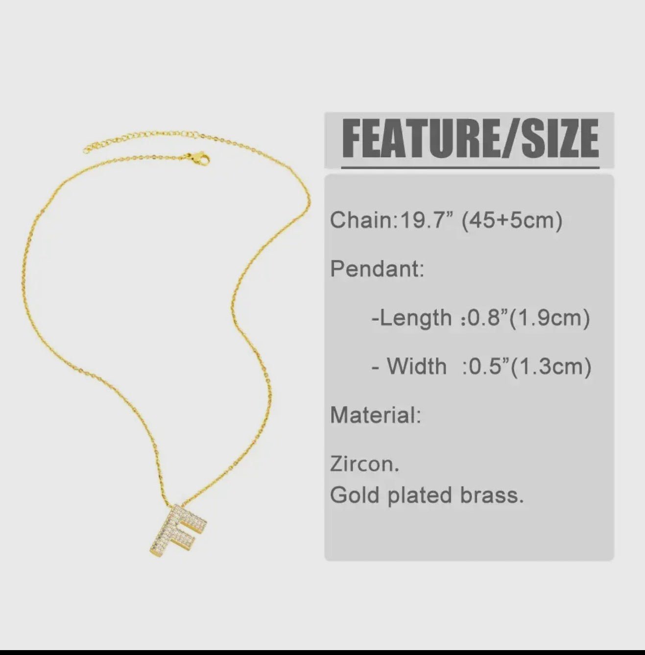 18k Gold plated Rhinestone Letter Initial Pendant Necklace - Blue Sky Fashions & Lingerie