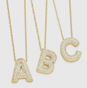 18k Gold plated Rhinestone Letter Initial Pendant Necklace - Blue Sky Fashions & Lingerie