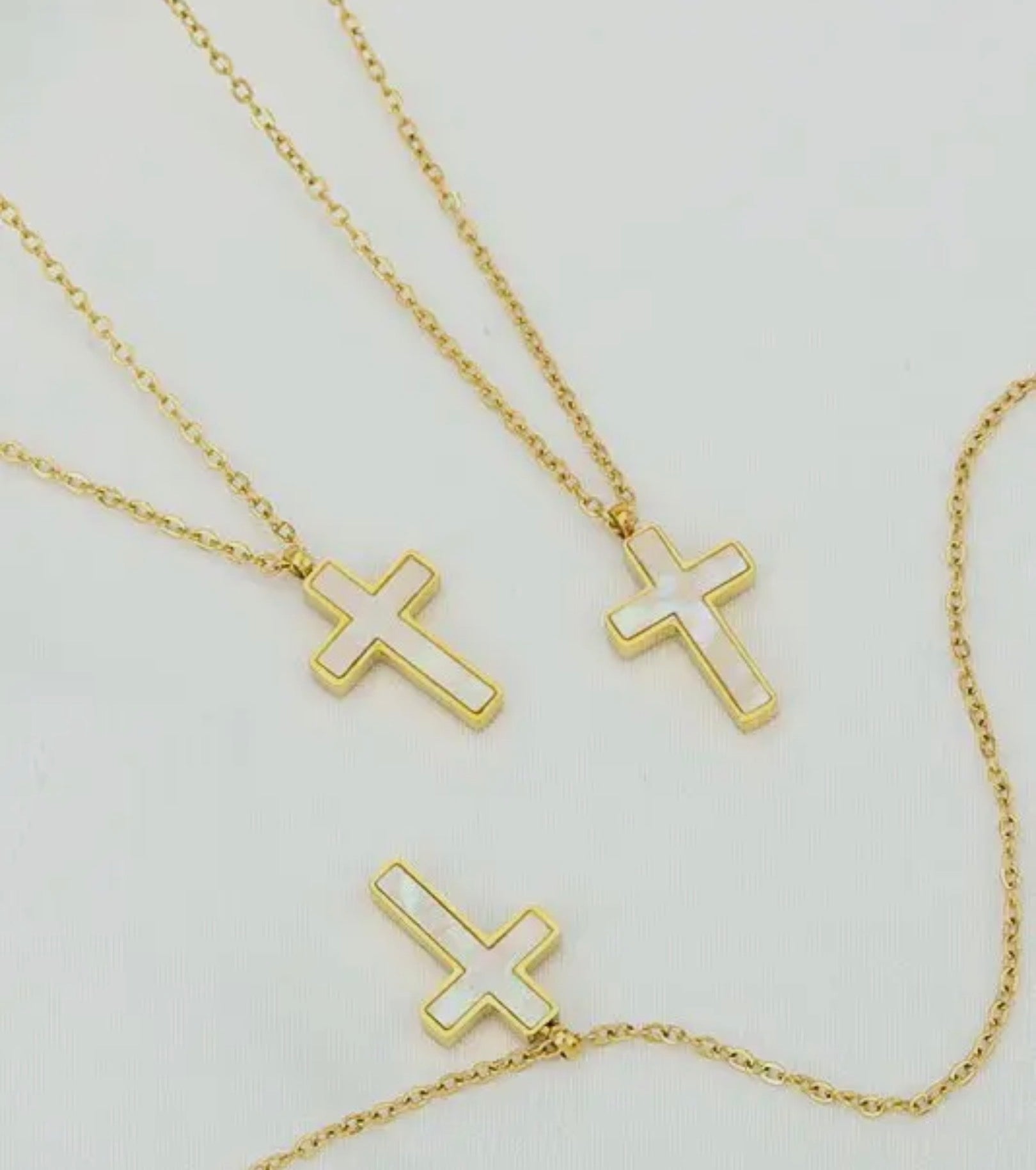 18K gold plated Stainless Steel Tarnish Free Cross Necklace - Blue Sky Fashions & Lingerie