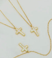 18K gold plated Stainless Steel Tarnish Free Cross Necklace - Blue Sky Fashions & Lingerie
