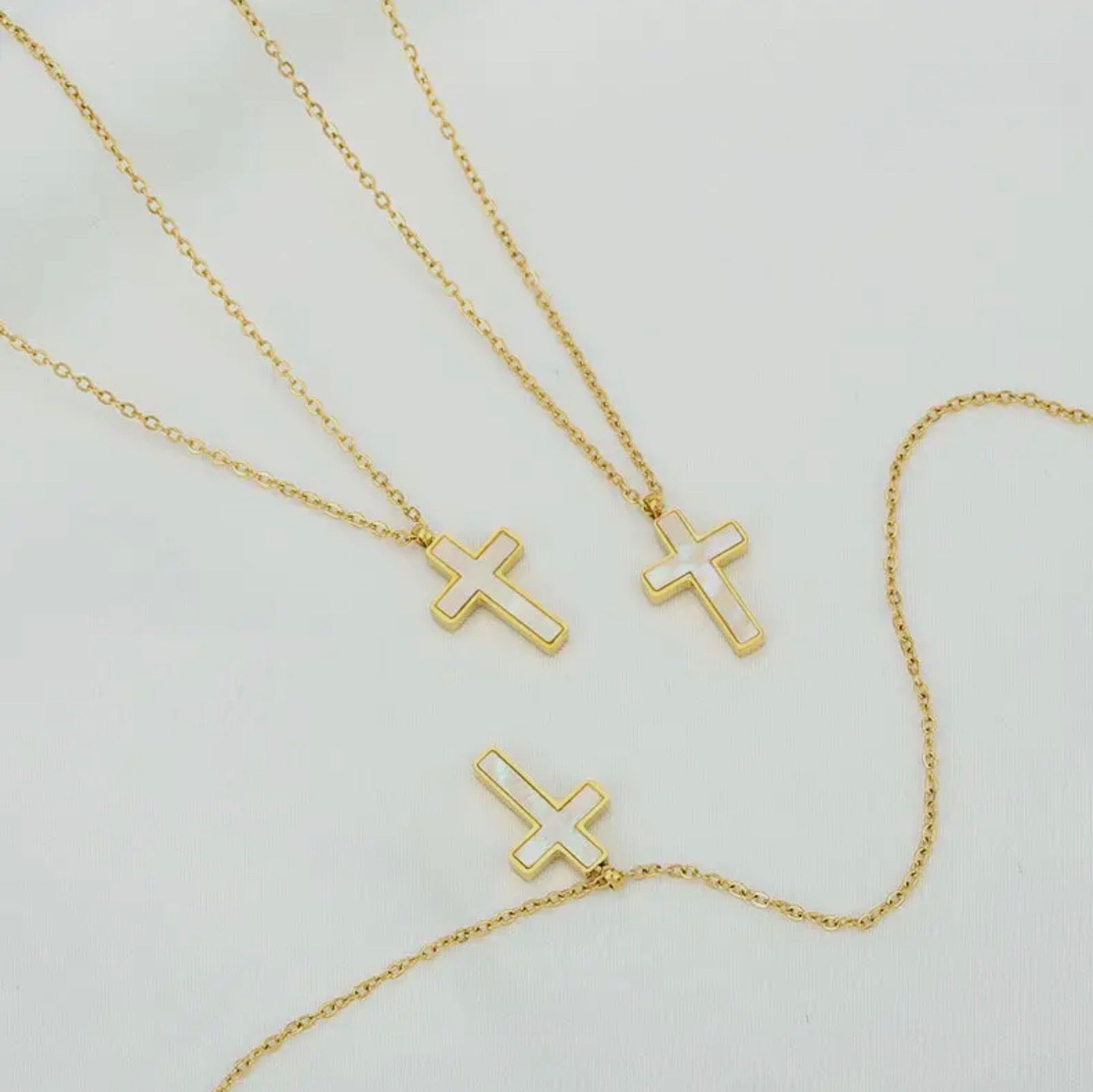 18K gold plated Stainless Steel Tarnish Free Cross Necklace - Blue Sky Fashions & Lingerie
