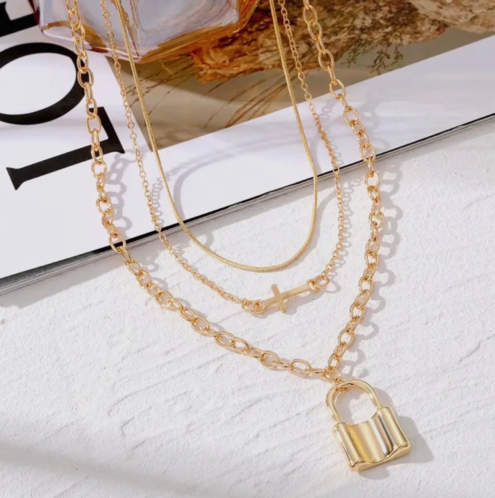 18K Gold Plated Stainless Steel Tarnish Free Layered Necklace - Blue Sky Fashions & Lingerie