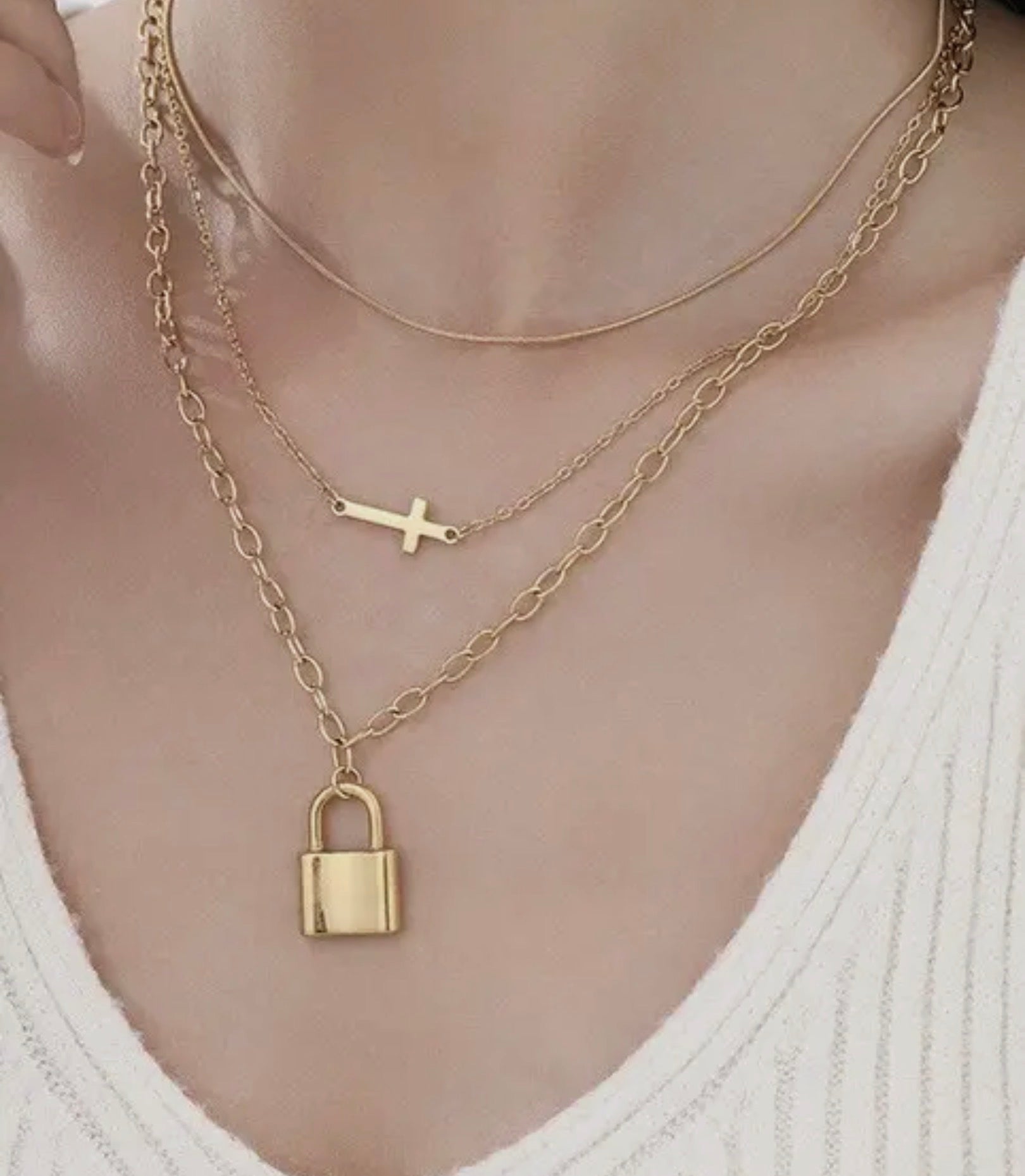 18K Gold Plated Stainless Steel Tarnish Free Layered Necklace - Blue Sky Fashions & Lingerie