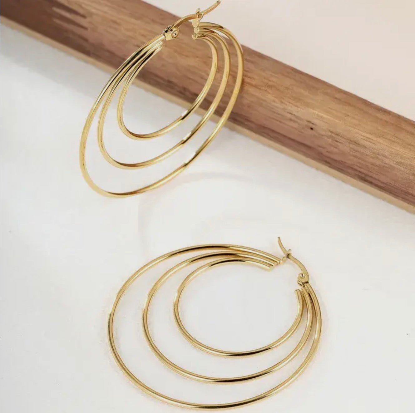 18K Gold Plated Steel Hoop Earrings - Blue Sky Fashions & Lingerie
