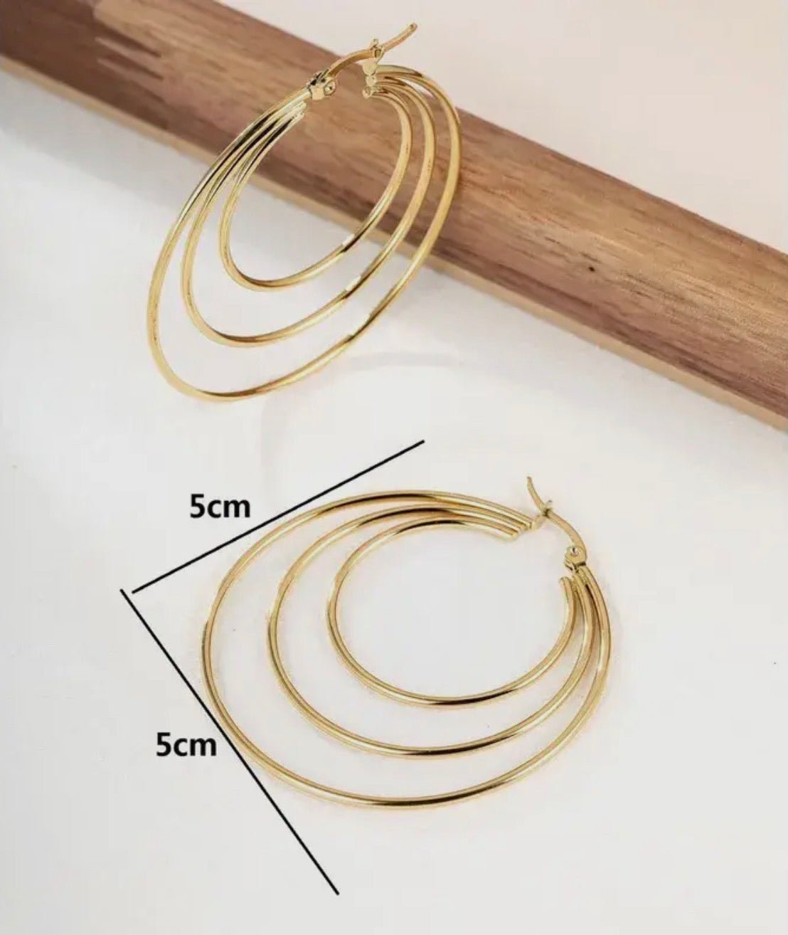 18K Gold Plated Steel Hoop Earrings - Blue Sky Fashions & Lingerie