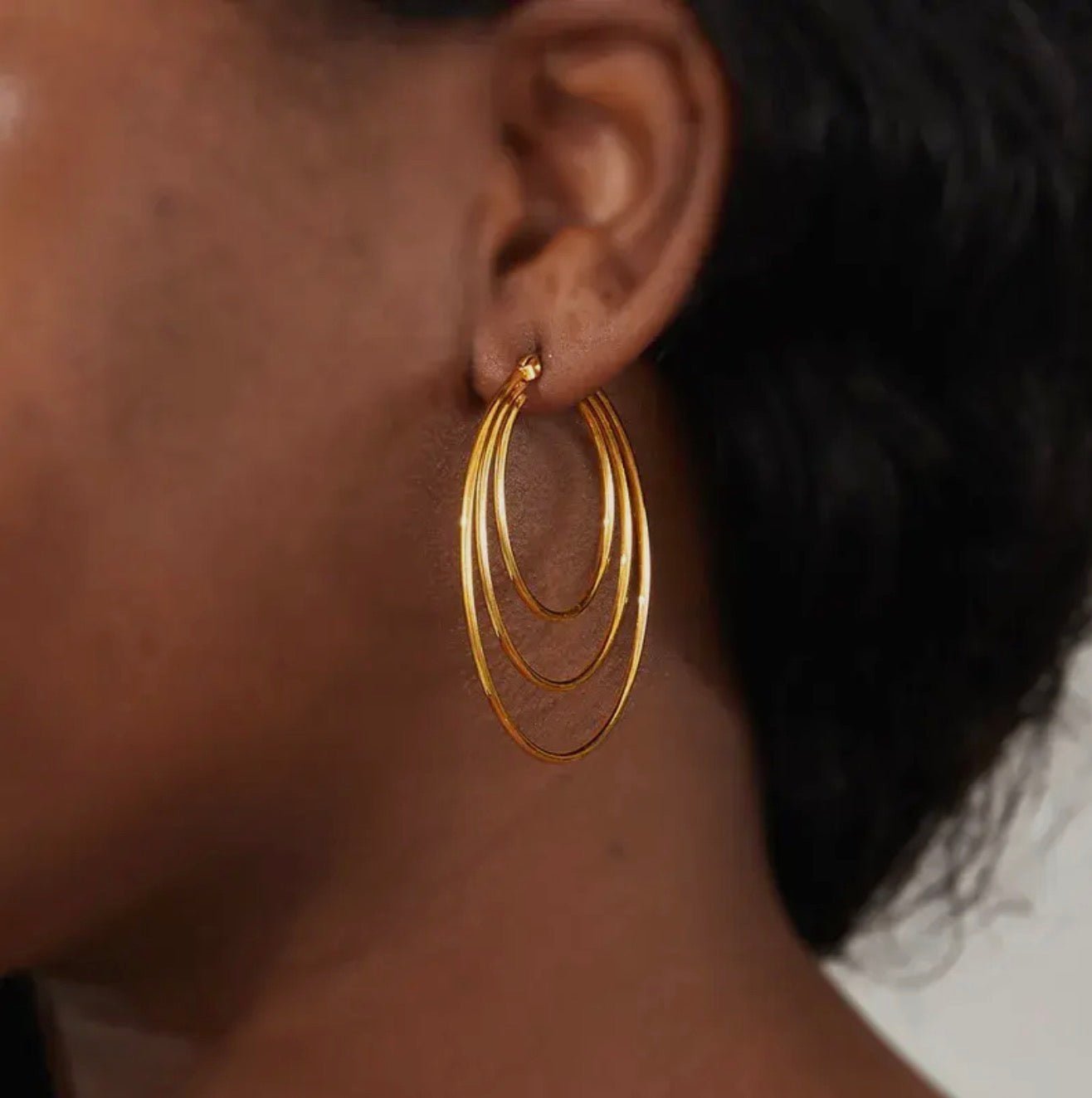 18K Gold Plated Steel Hoop Earrings - Blue Sky Fashions & Lingerie