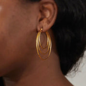 18K Gold Plated Steel Hoop Earrings - Blue Sky Fashions & Lingerie