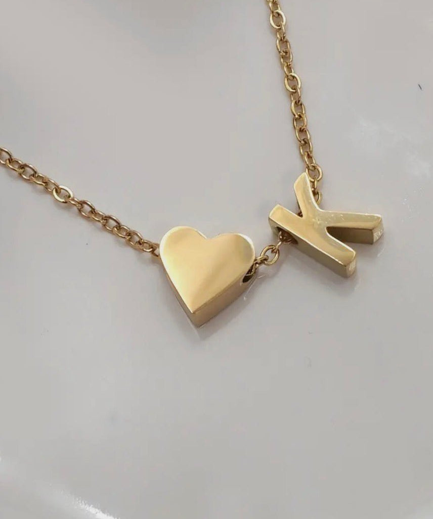 18K gold platedStainless Steel Tarnish Free Initial Necklace - Blue Sky Fashions & Lingerie