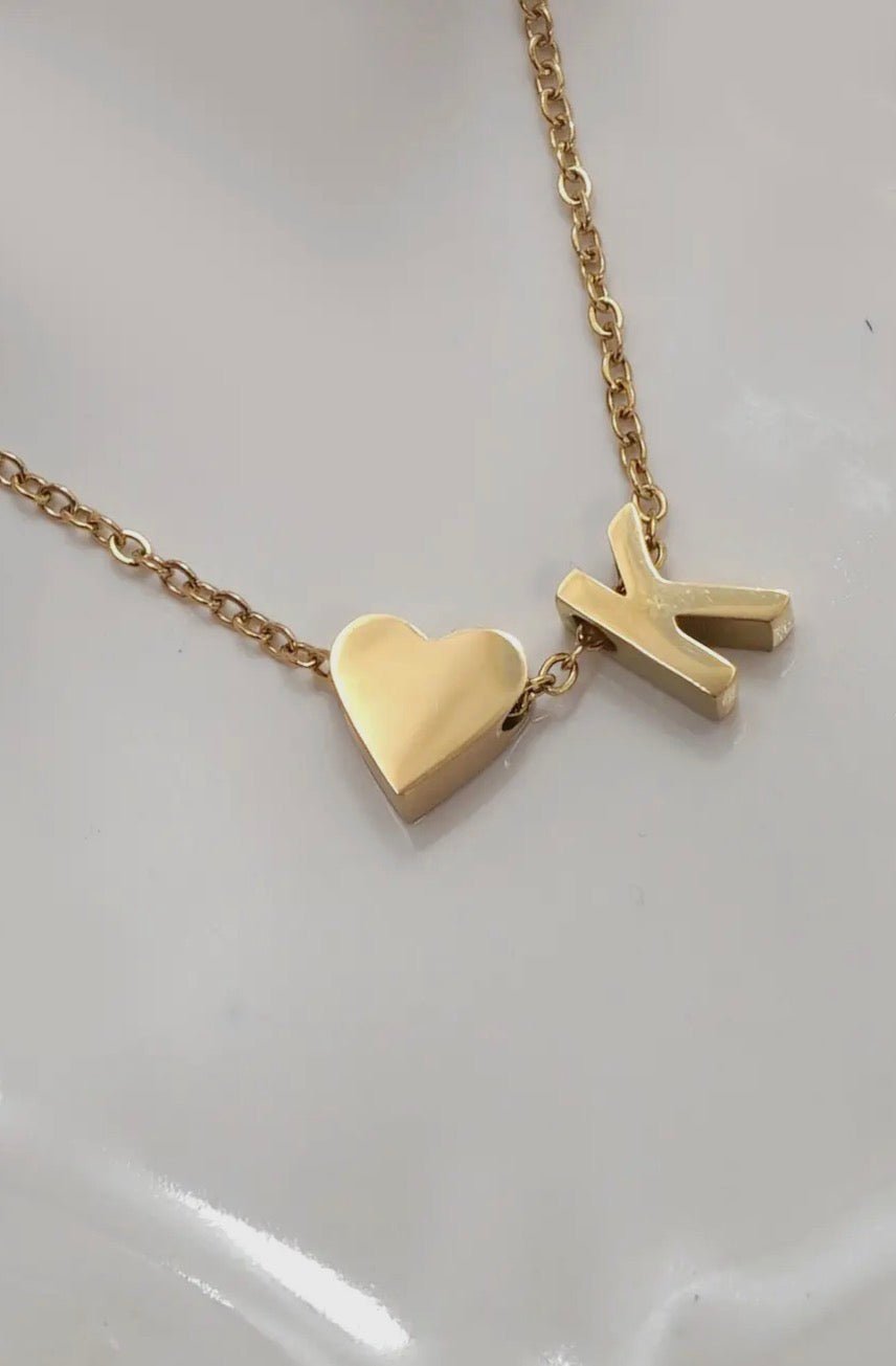 18K gold platedStainless Steel Tarnish Free Initial Necklace - Blue Sky Fashions & Lingerie