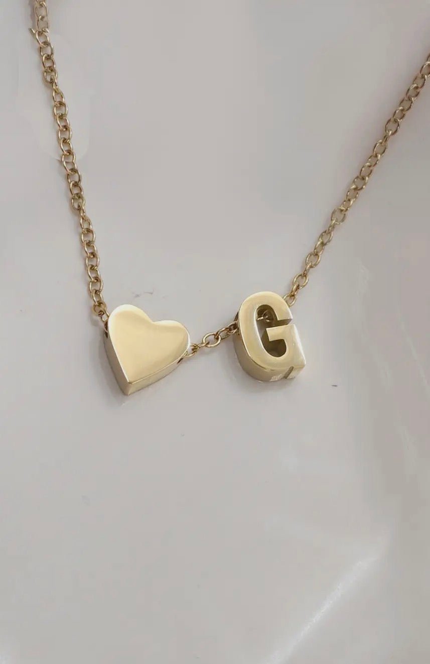 18K gold platedStainless Steel Tarnish Free Initial Necklace - Blue Sky Fashions & Lingerie