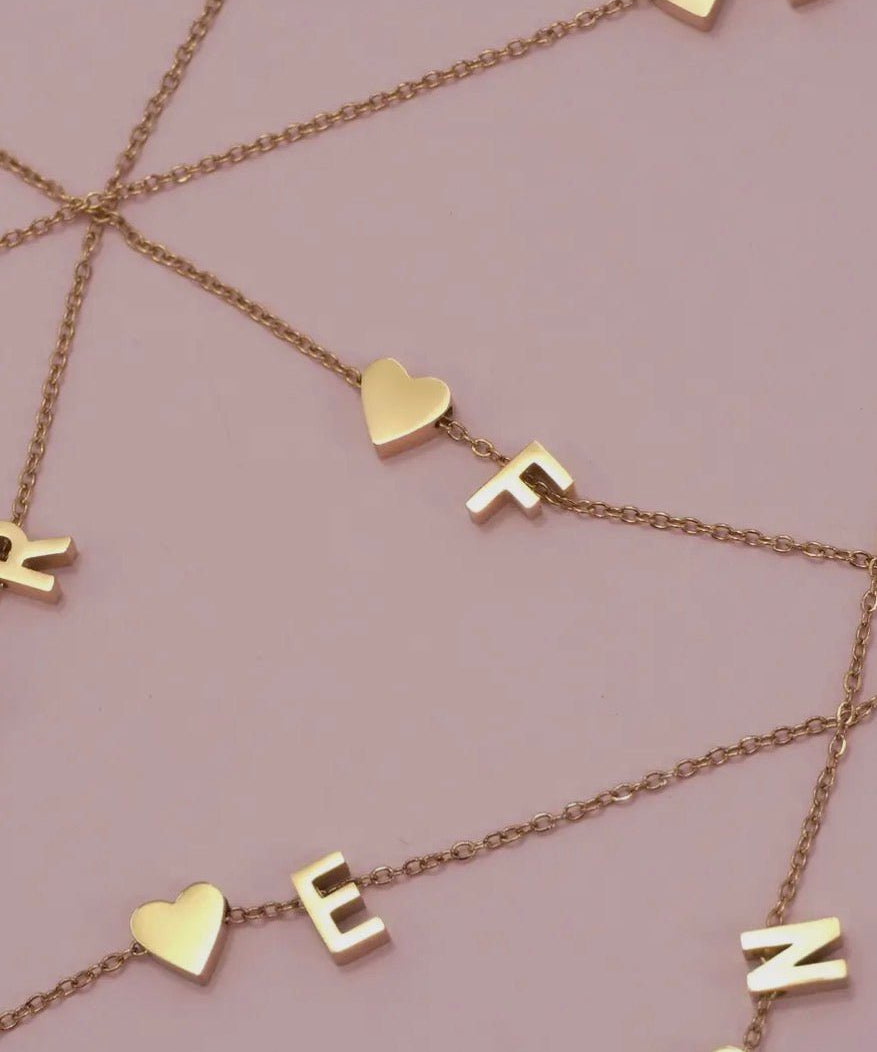 18K gold platedStainless Steel Tarnish Free Initial Necklace - Blue Sky Fashions & Lingerie