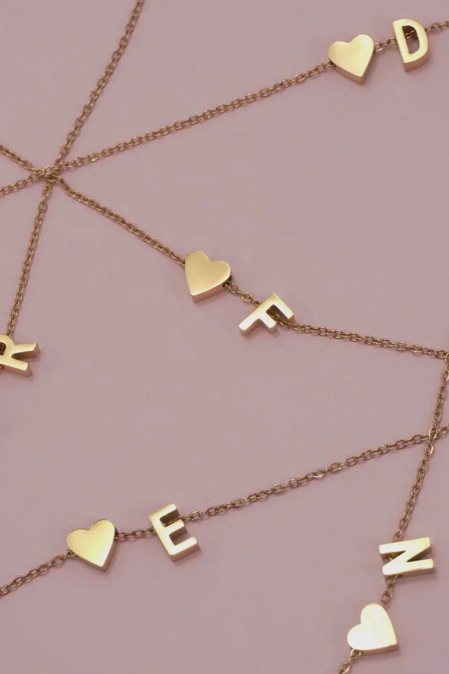 18K gold platedStainless Steel Tarnish Free Initial Necklace - Blue Sky Fashions & Lingerie