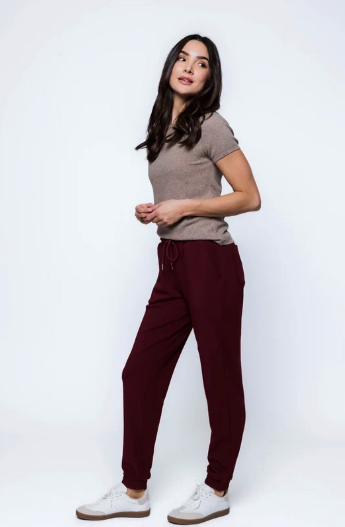 Laina-Luxe Fleece Jogger by Orb - Burgundy