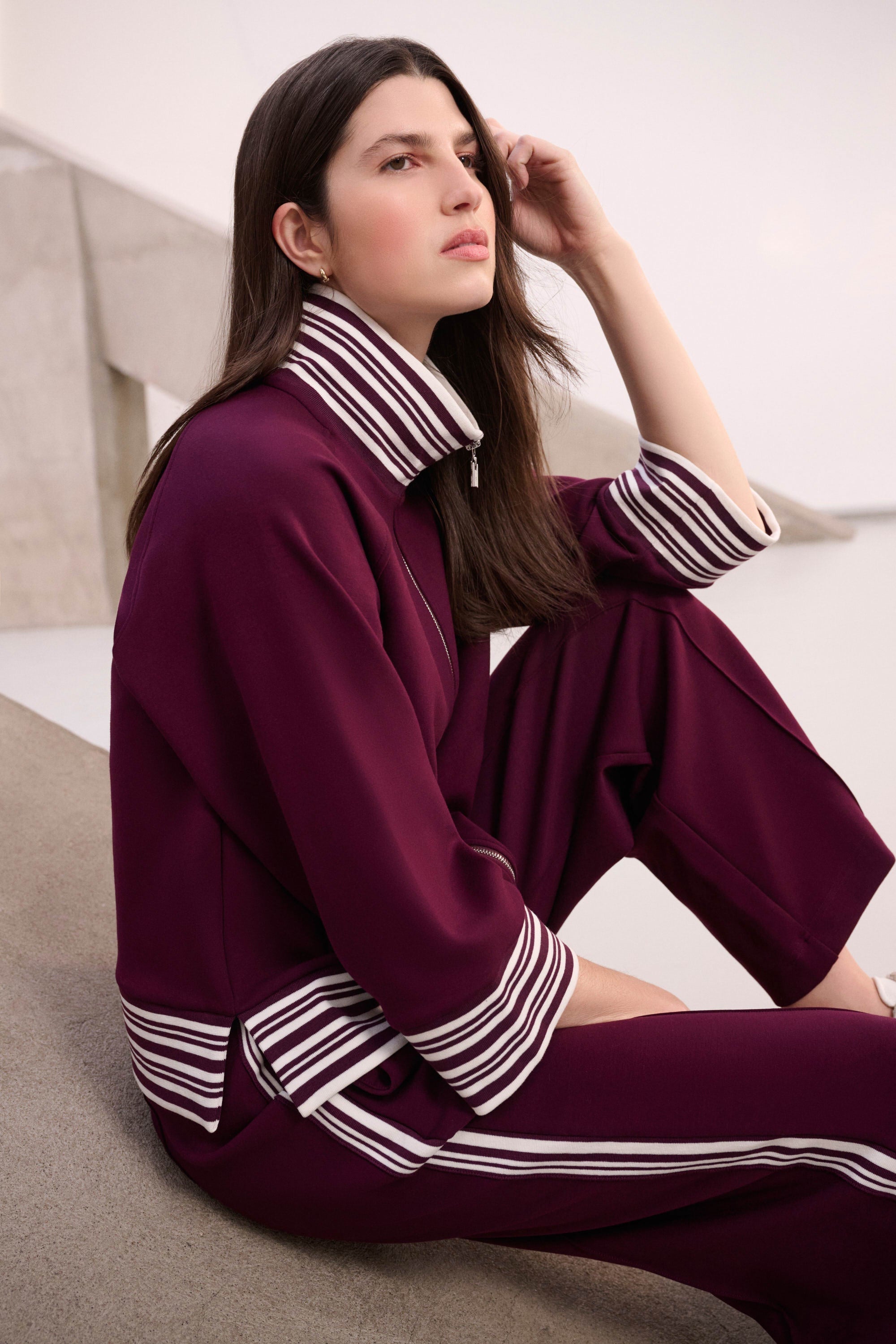 Funnel Neck Jacket 261617W26 by Joseph Ribkoff - elderberry