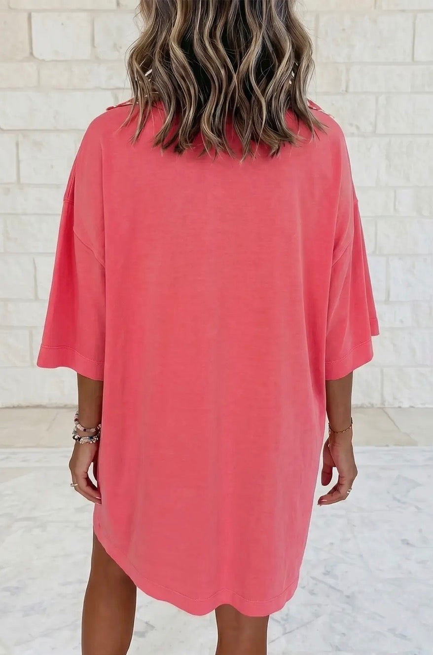 Drop Shoulder Loose Casual T Shirt Mini Dress