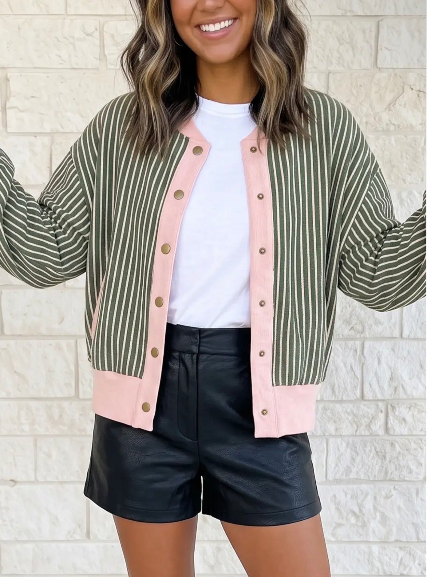 Striped Patchwork Long Sleeve Regular Fit Cardigan