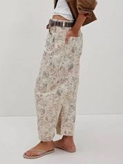 Love Star Cat Print Loose Midi Waist Jeans