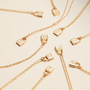 18k Gold Plated Mini Initial Lock Pendant/Necklace