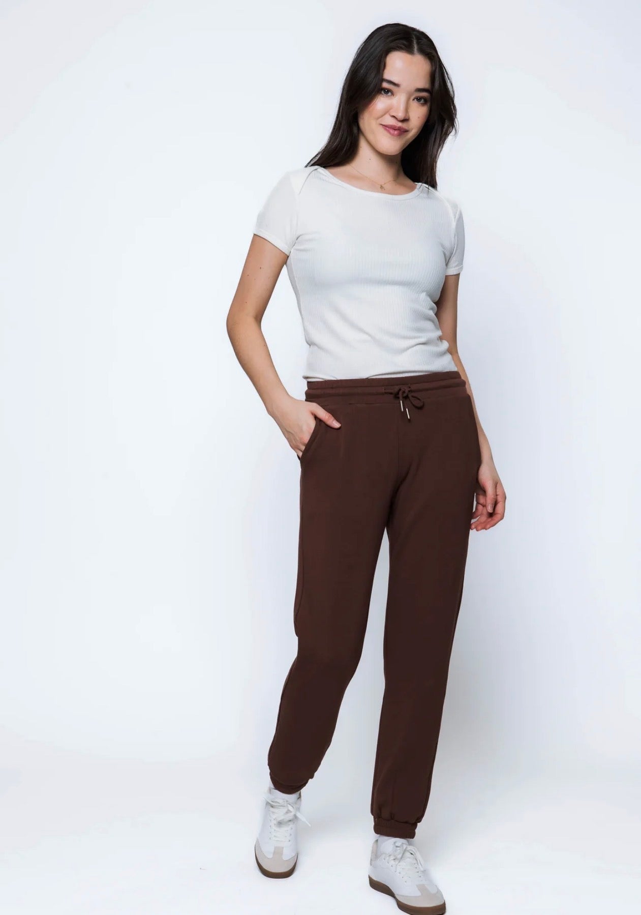 Laina-Luxe Fleece Jogger by Orb - Chocolate