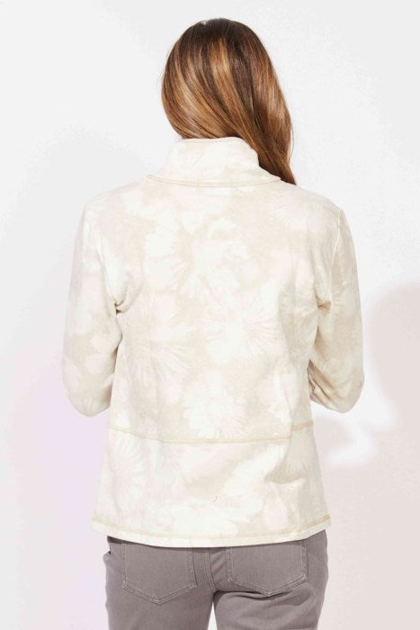 ESCAPE BY HABITAT QUARTER ZIP FLORAL PULLOVER E14751 - Pearl