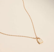 18k Gold Plated Mini Initial Lock Pendant/Necklace