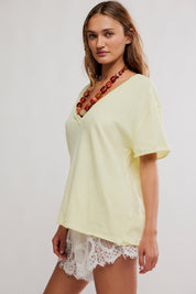 Nina V Neck Tee - lemon water