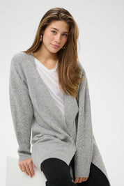 Holiday Long Knit Cardigan by Cream - grey melange
