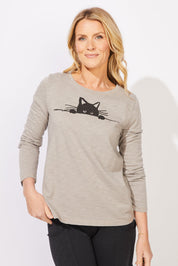 ESCAPE BY HABITAT CREW NECK TEE | SNEAKY CAT - Fog