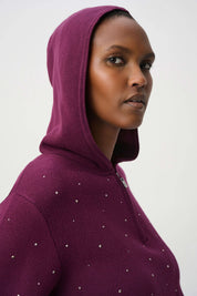 Embellished Hooded Pullover Sweater
264618