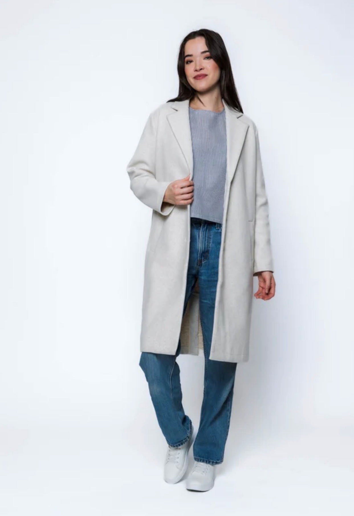 Aven-Long Coat by Orb - Oatmeal