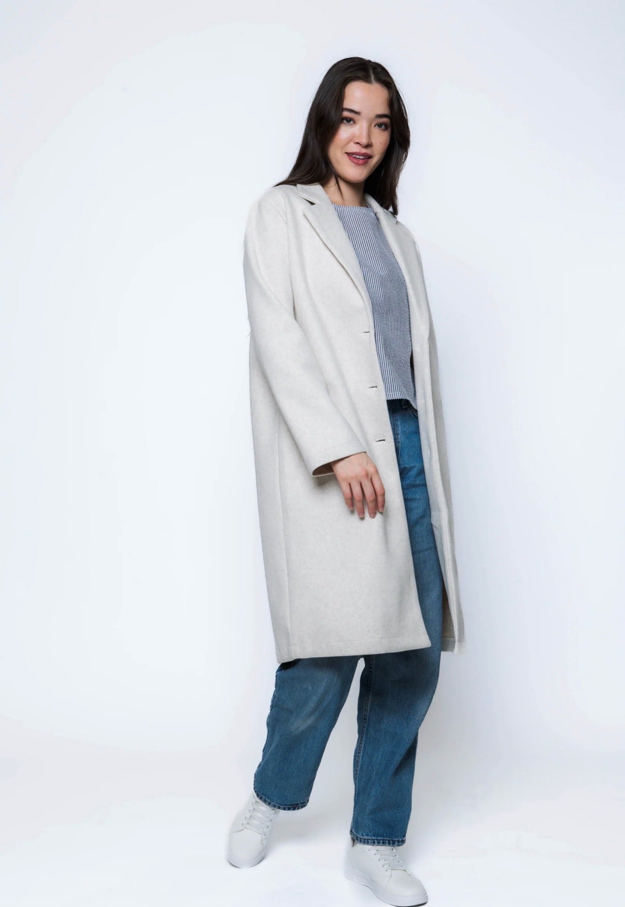 Aven-Long Coat by Orb - Oatmeal